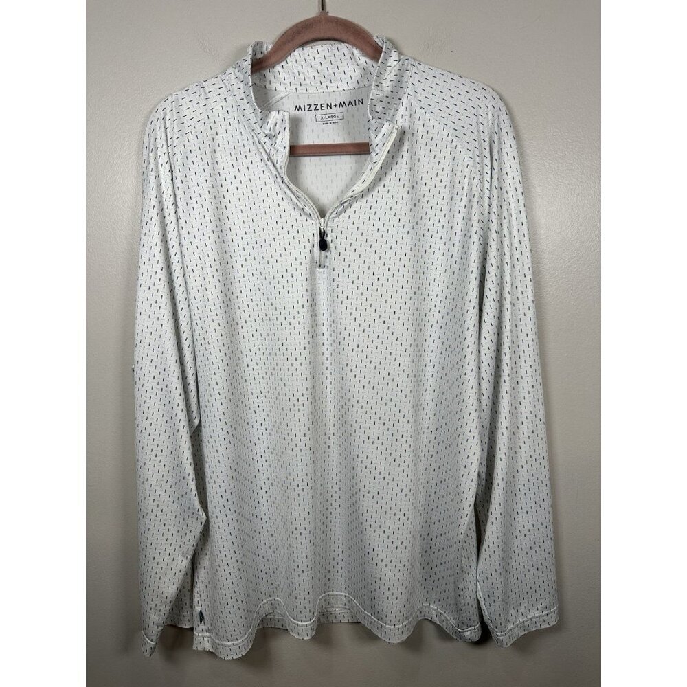 MIZZEN+MAIN Quarter Zip Size XL Golf Pullover Green Performance Long Sleeve